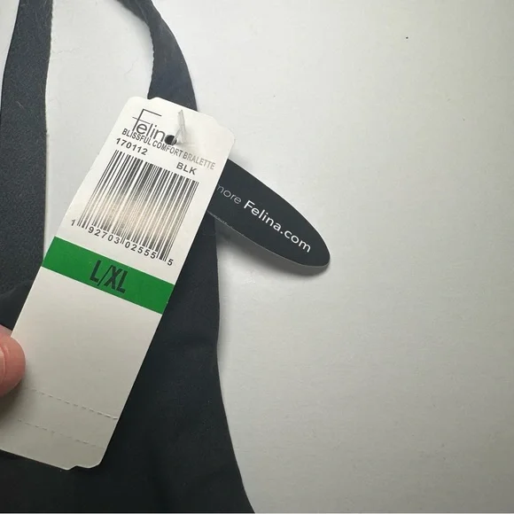 NWT Felina Black Blissful Comfort Bralette Size L/XL - Picture 4 of 9